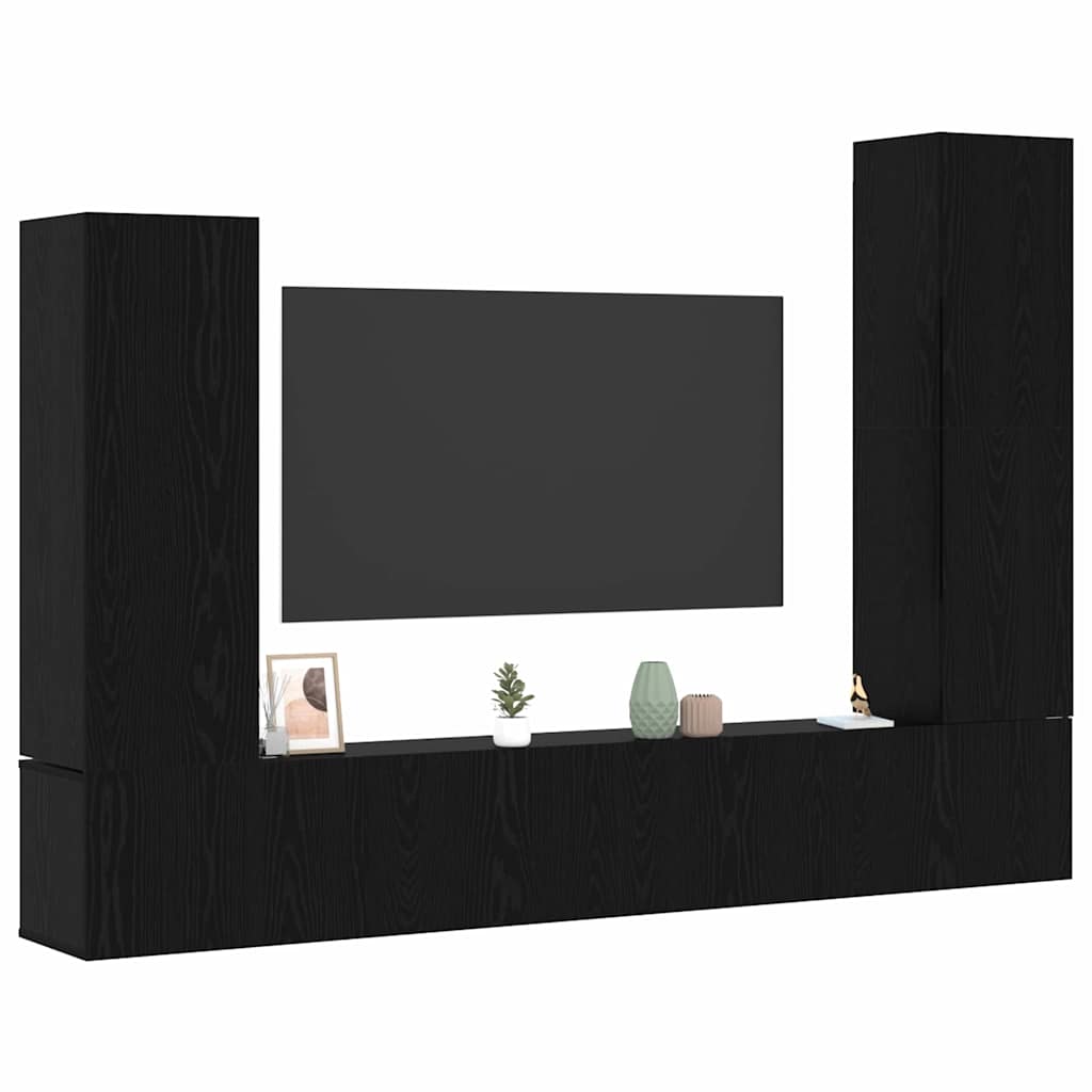 TV-Möbel-Set 4 pcs Schwarz Eichen-Optik 30,5 x 30 x 110 cm