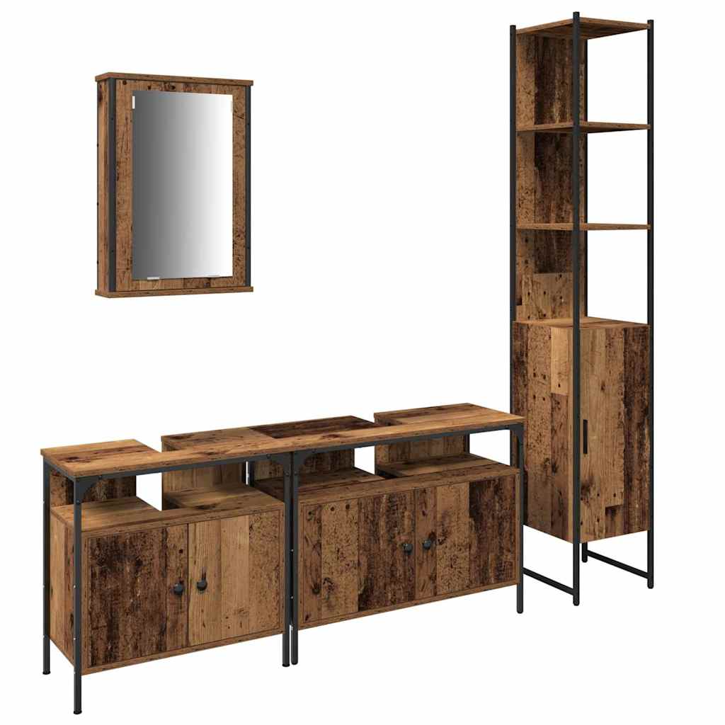 Badezimmermöbel Set mit Regal 4 pcs Altholz 33 x 33 x 185.5 cm