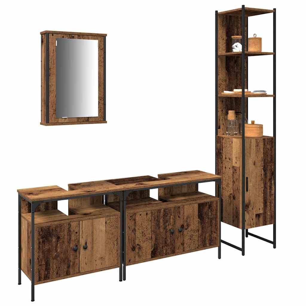 Badezimmermöbel Set mit Regal 4 pcs Altholz 33 x 33 x 185.5 cm