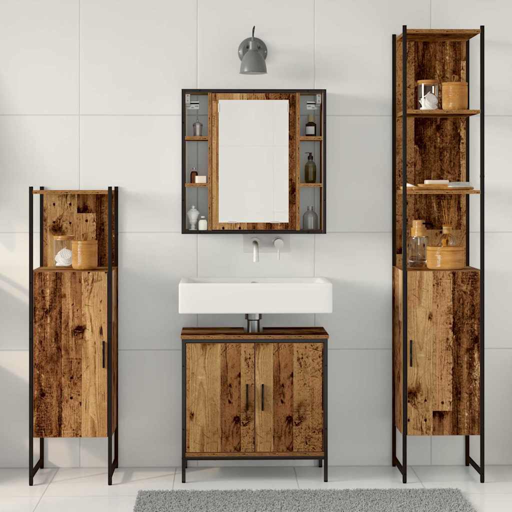 Badezimmermöbel Set mit Regal 4 pcs Braun 33 x 33 x 185.5 cm