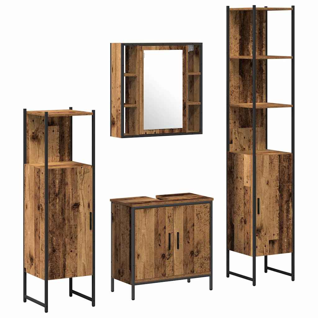 Badezimmermöbel Set mit Regal 4 pcs Braun 33 x 33 x 185.5 cm