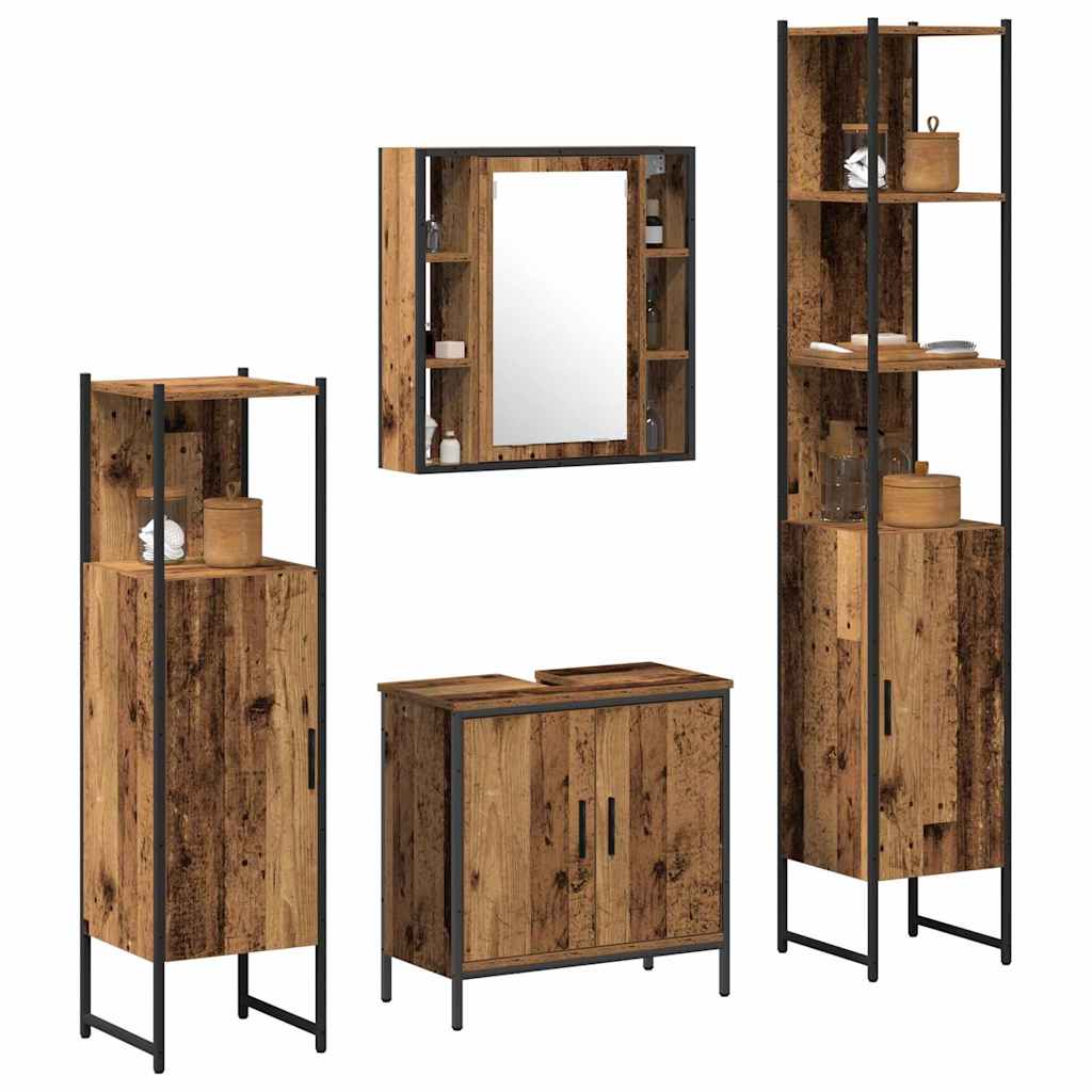 Badezimmermöbel Set mit Regal 4 pcs Braun 33 x 33 x 185.5 cm
