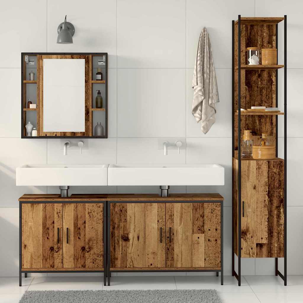 Badezimmermöbel Set mit Regal 4 pcs Braun 33 x 33 x 185.5 cm