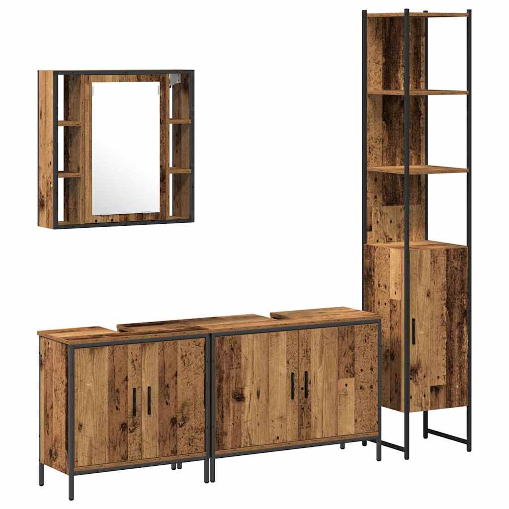 Badezimmermöbel Set mit Regal 4 pcs Braun 33 x 33 x 185.5 cm
