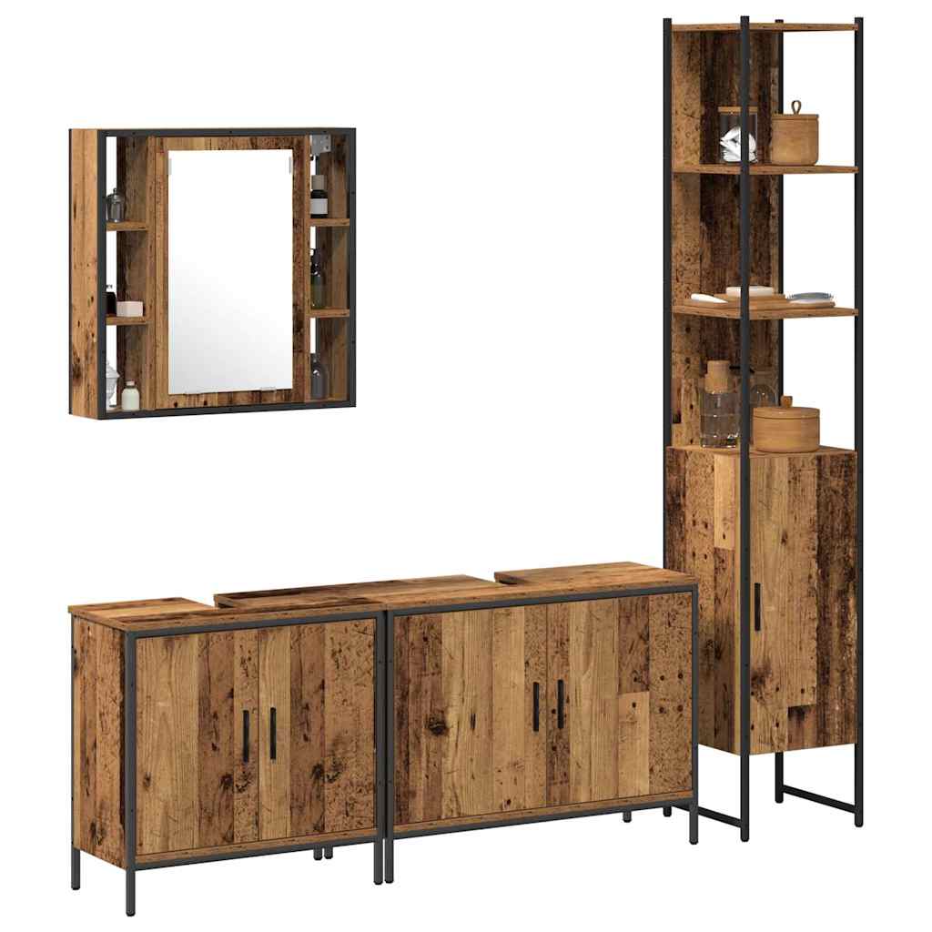 Badezimmermöbel Set mit Regal 4 pcs Braun 33 x 33 x 185.5 cm
