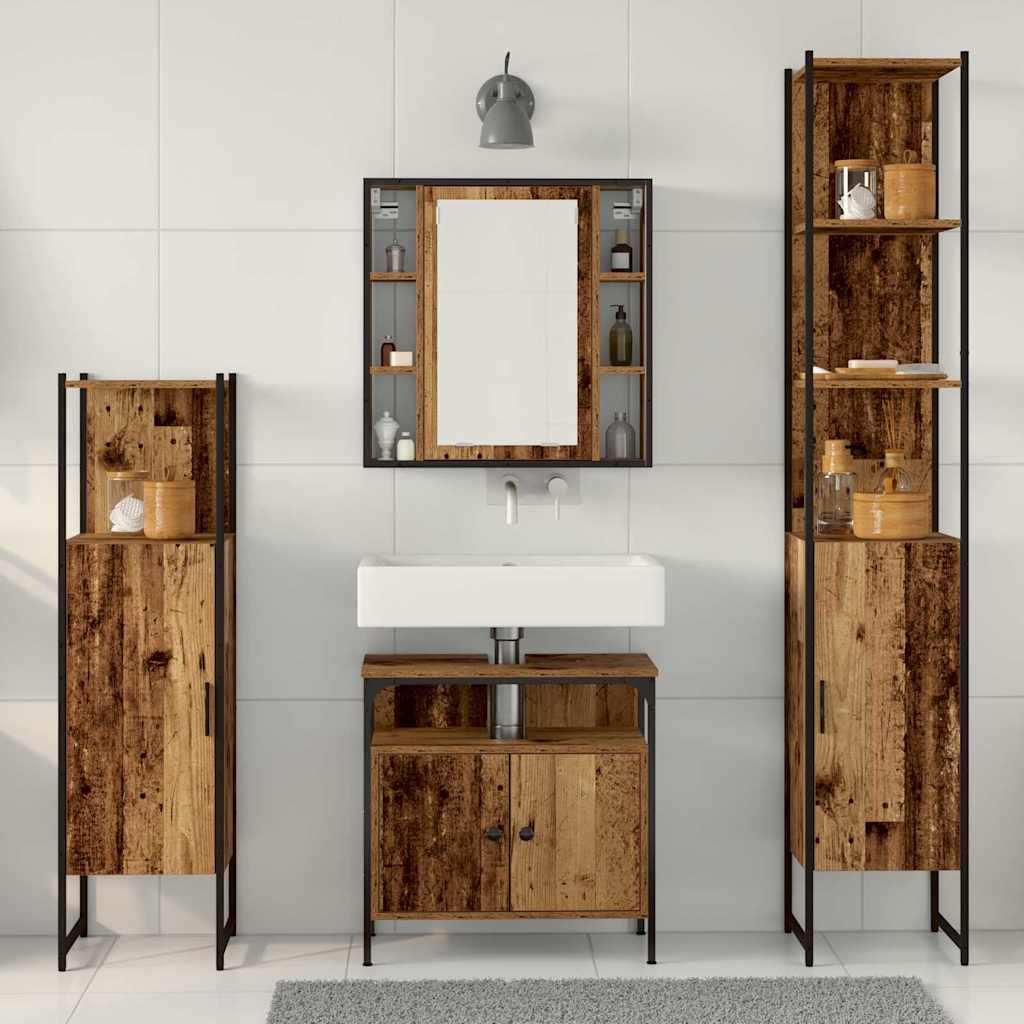 Badezimmermöbel Set mit Regal 4 pcs Altholz 33 x 33 x 185.5 cm