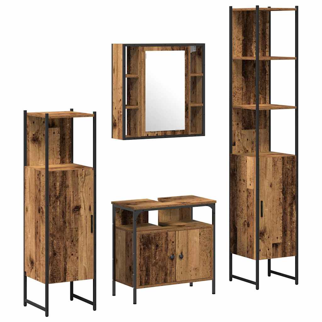 Badezimmermöbel Set mit Regal 4 pcs Altholz 33 x 33 x 185.5 cm