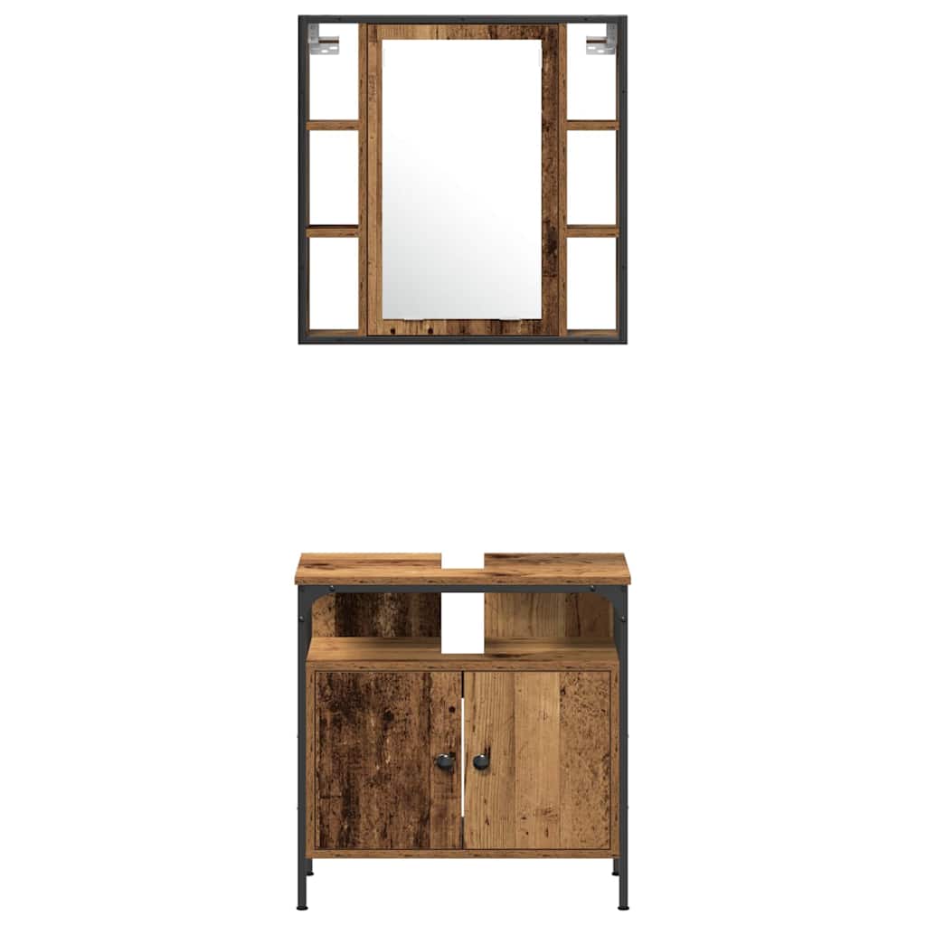 Badezimmermöbel Set mit Regal 4 pcs Altholz 33 x 33 x 185.5 cm