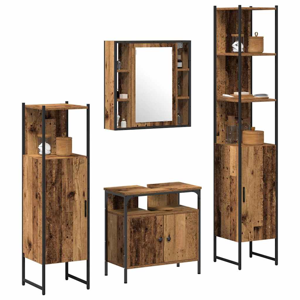 Badezimmermöbel Set mit Regal 4 pcs Altholz 33 x 33 x 185.5 cm