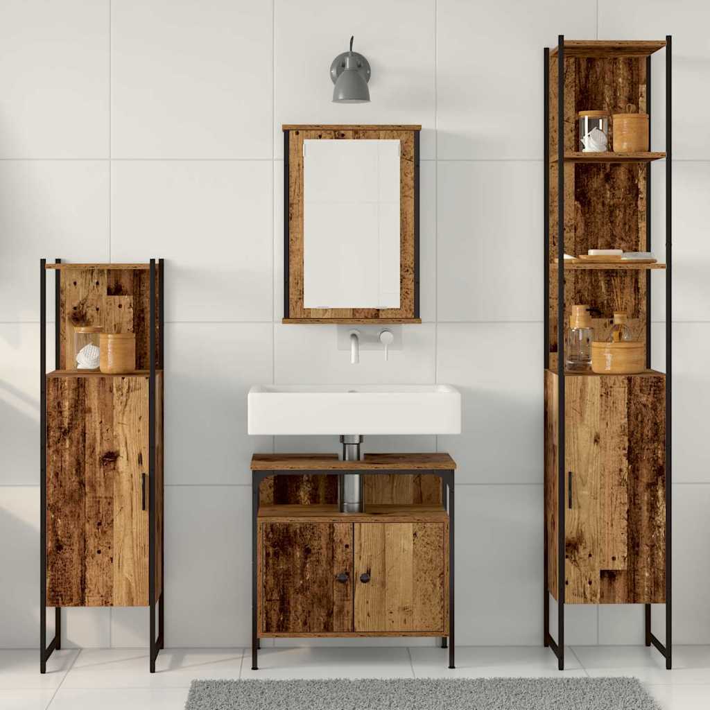 Badezimmermöbel Set mit Regal 4 pcs Altholz 33 x 33 x 185.5 cm