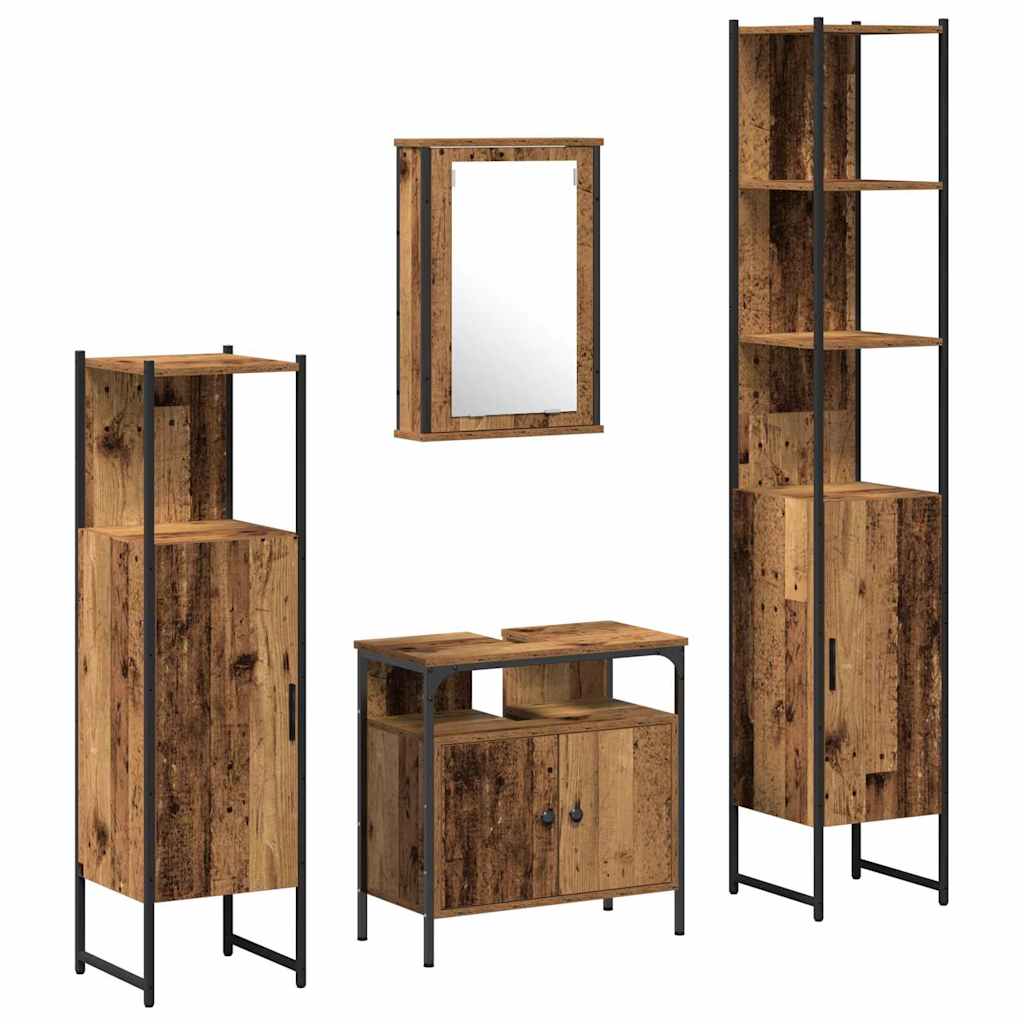 Badezimmermöbel Set mit Regal 4 pcs Altholz 33 x 33 x 185.5 cm