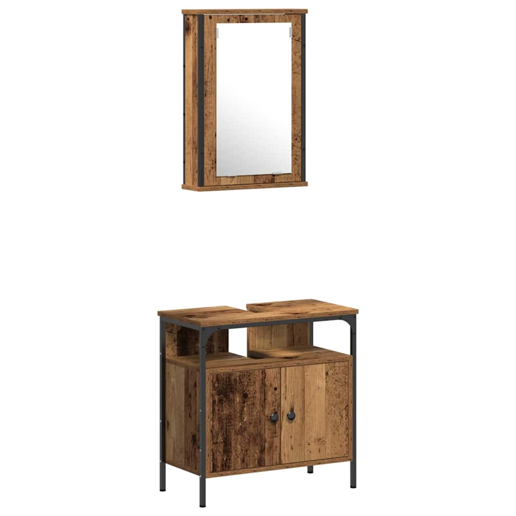 Badezimmermöbel Set mit Regal 4 pcs Altholz 33 x 33 x 185.5 cm
