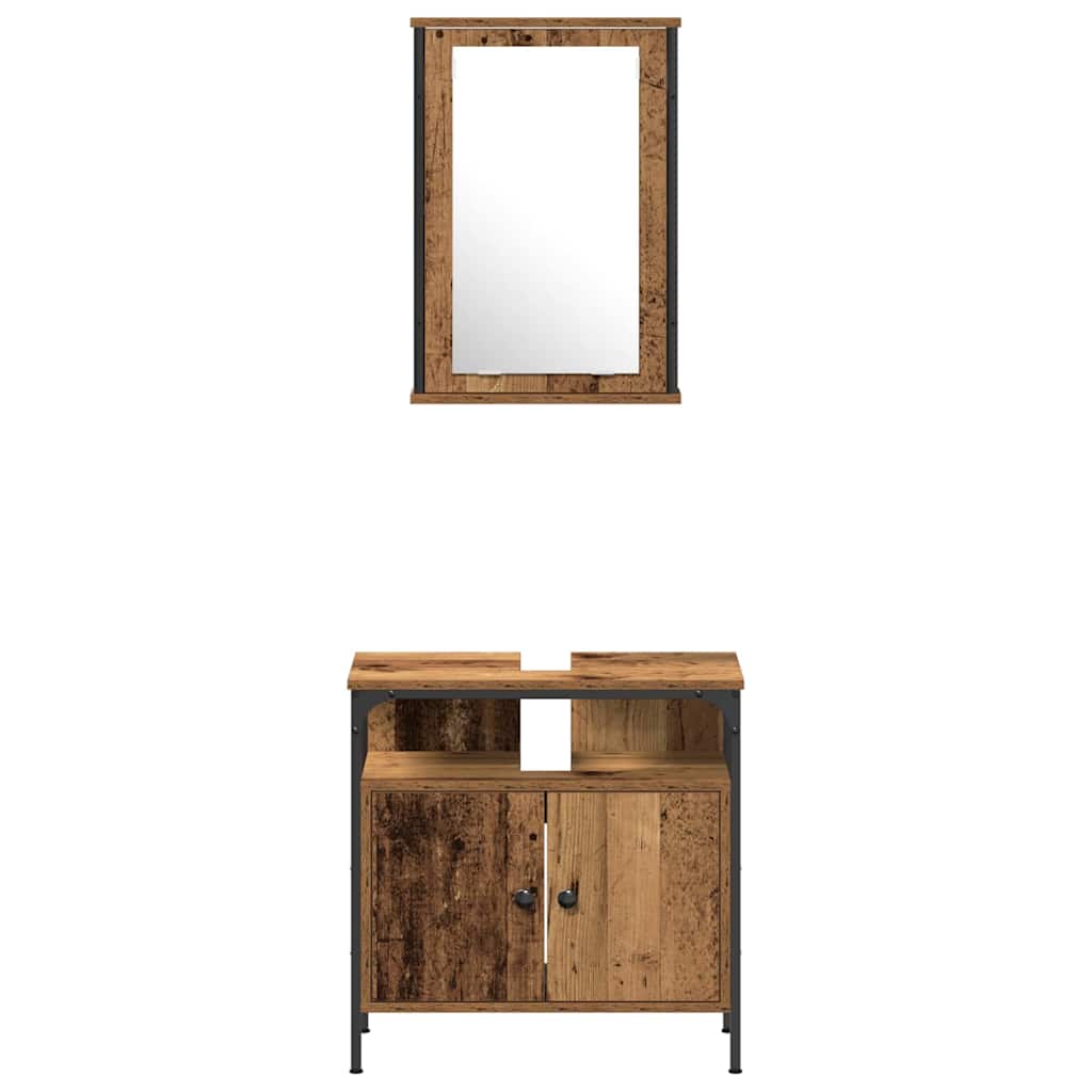 Badezimmermöbel Set mit Regal 4 pcs Altholz 33 x 33 x 185.5 cm