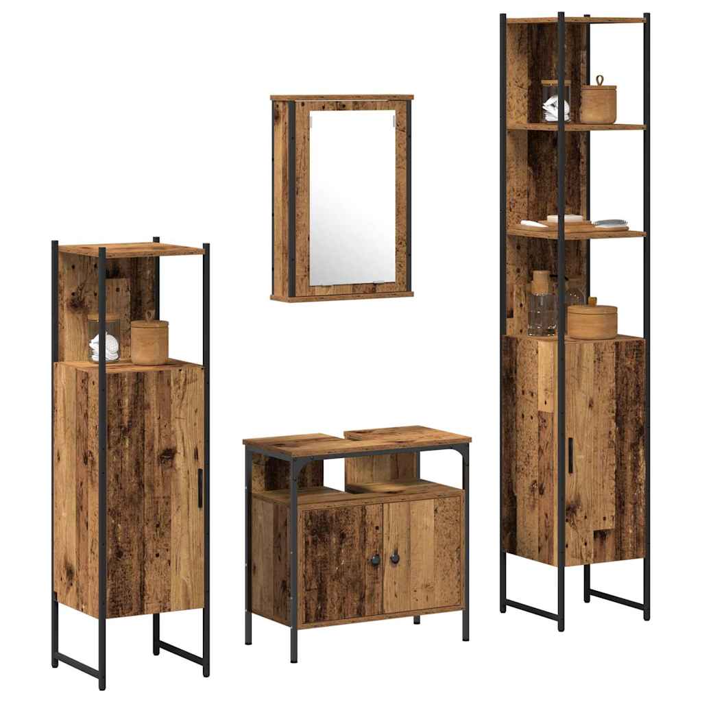 Badezimmermöbel Set mit Regal 4 pcs Altholz 33 x 33 x 185.5 cm
