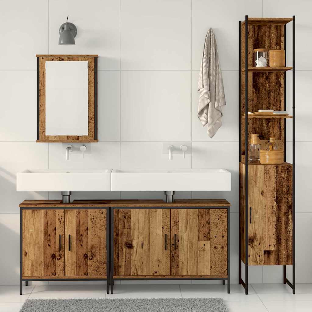 Badezimmermöbel Set mit Regal 4 pcs Braun 33 x 33 x 185.5 cm