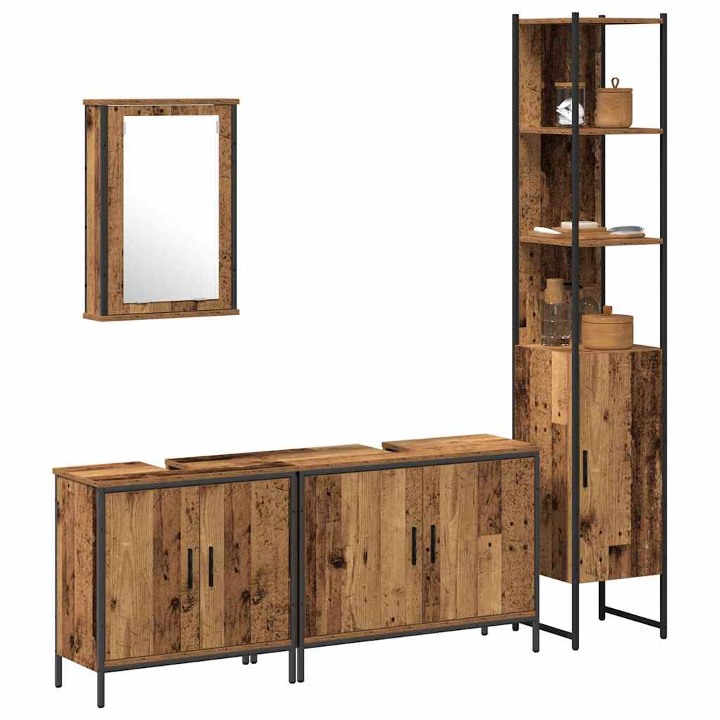 Badezimmermöbel Set mit Regal 4 pcs Braun 33 x 33 x 185.5 cm