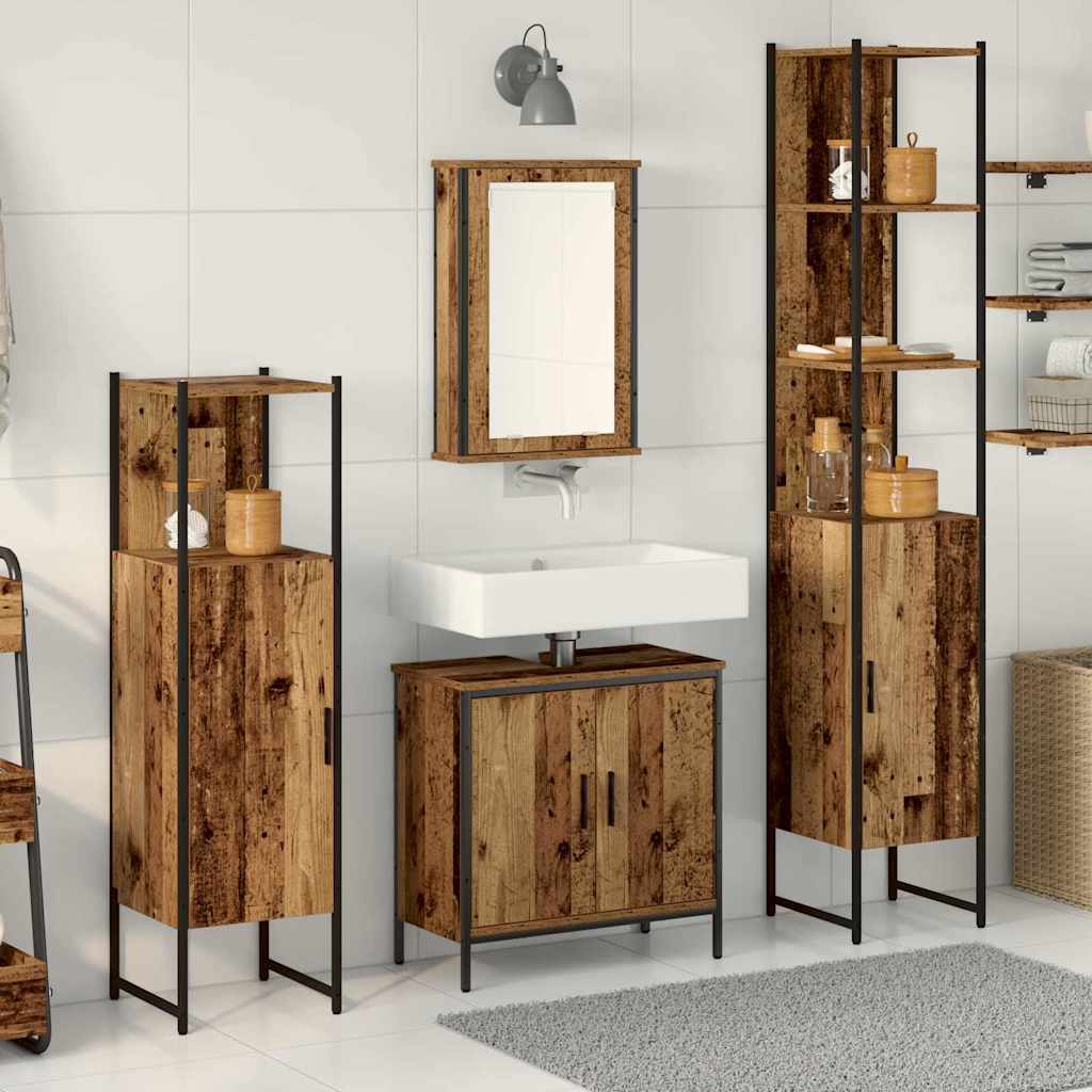 Badezimmermöbel Set mit Regal 4 pcs Braun 33 x 33 x 185.5 cm