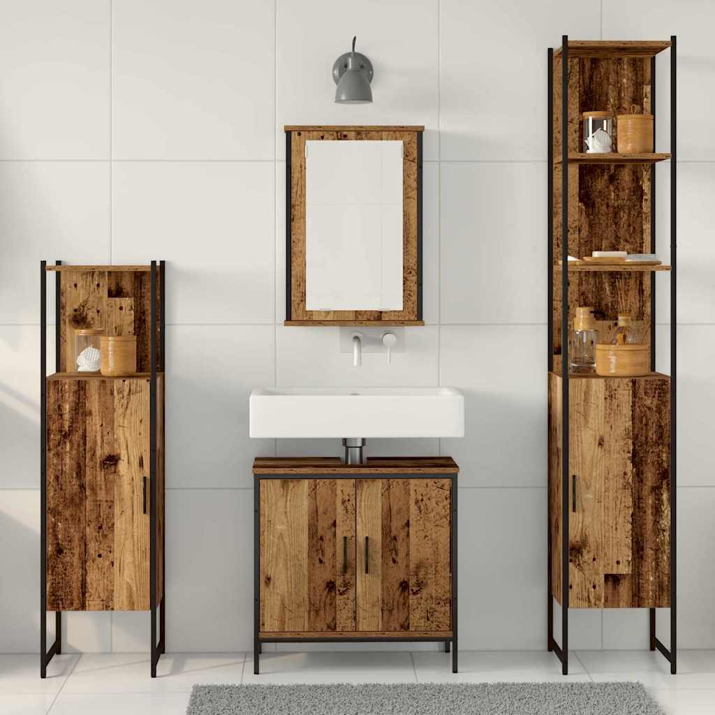 Badezimmermöbel Set mit Regal 4 pcs Braun 33 x 33 x 185.5 cm