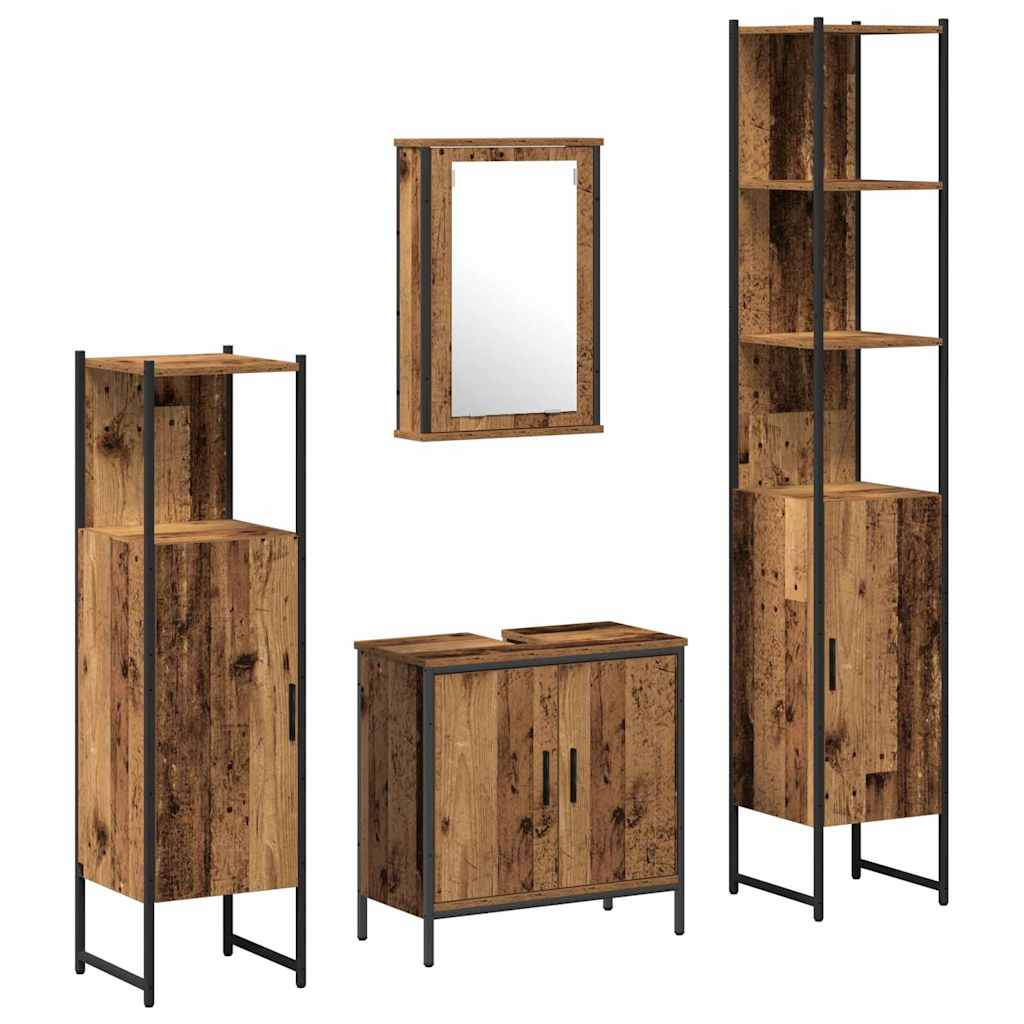 Badezimmermöbel Set mit Regal 4 pcs Braun 33 x 33 x 185.5 cm