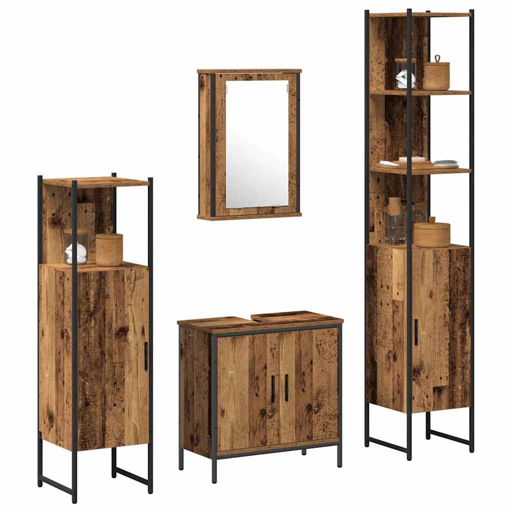 Badezimmermöbel Set mit Regal 4 pcs Braun 33 x 33 x 185.5 cm