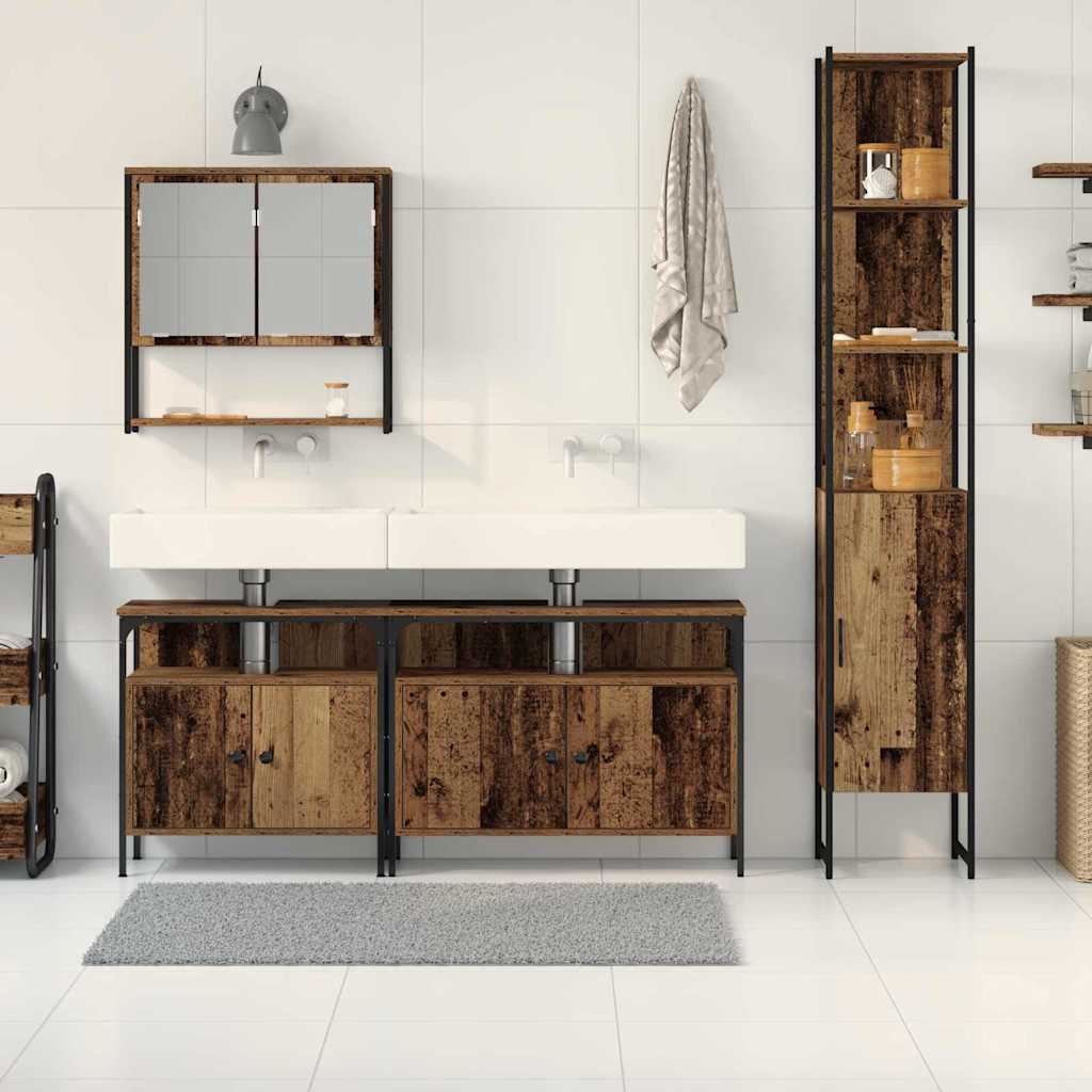 Badezimmermöbel Set mit Regal 4 pcs Altholz 33 x 33 x 185.5 cm