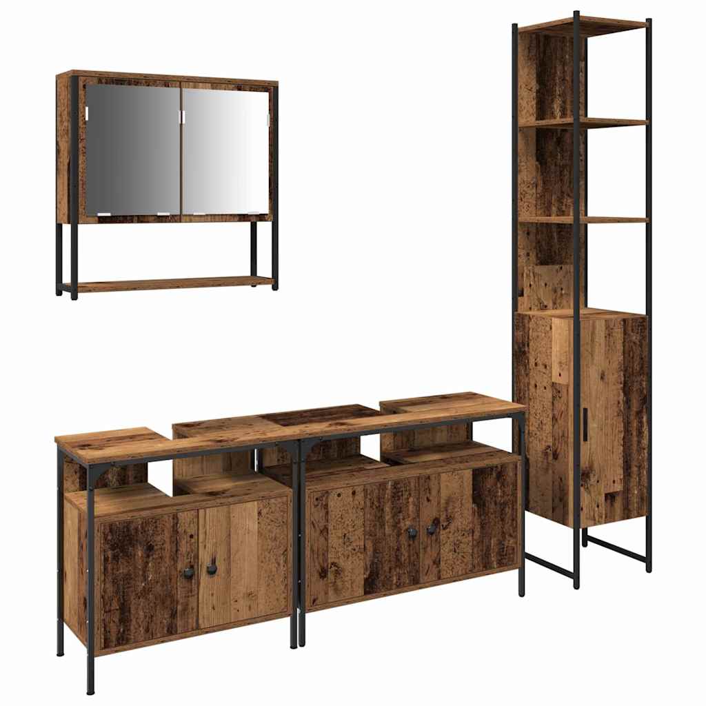 Badezimmermöbel Set mit Regal 4 pcs Altholz 33 x 33 x 185.5 cm