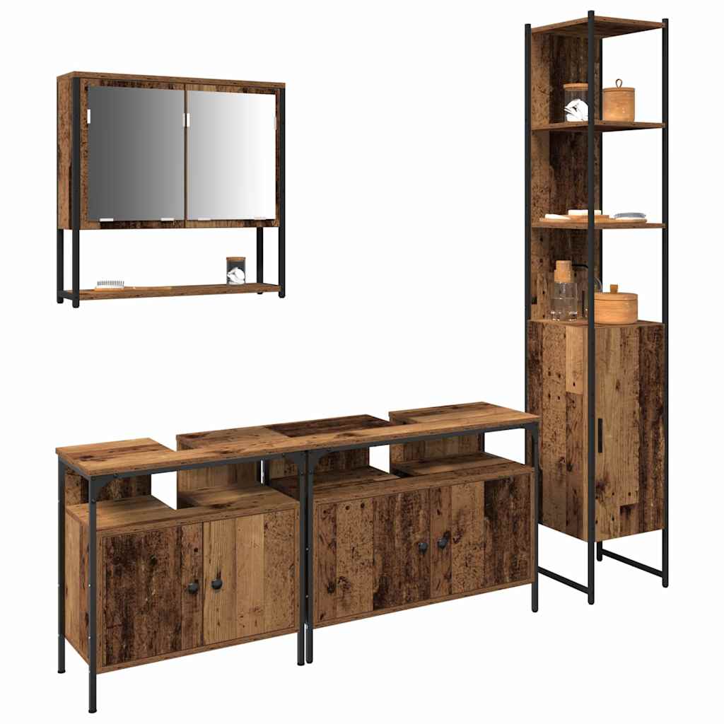 Badezimmermöbel Set mit Regal 4 pcs Altholz 33 x 33 x 185.5 cm