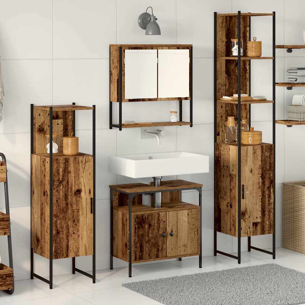 Badezimmermöbel Set mit Regal 4 pcs Altholz 33 x 33 x 185.5 cm
