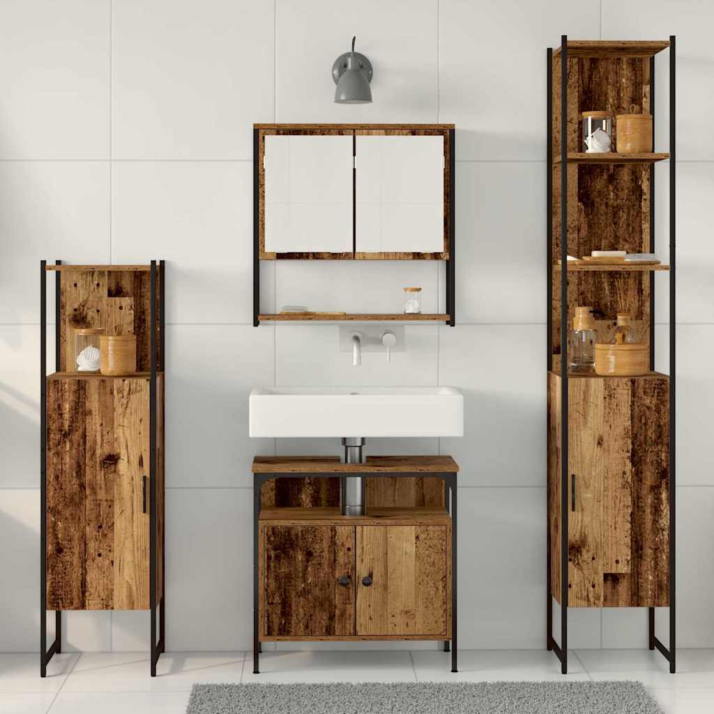 Badezimmermöbel Set mit Regal 4 pcs Altholz 33 x 33 x 185.5 cm