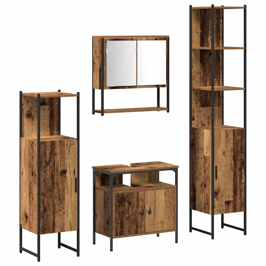 Badezimmermöbel Set mit Regal 4 pcs Altholz 33 x 33 x 185.5 cm