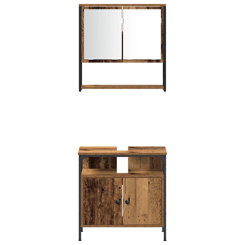 Badezimmermöbel Set mit Regal 4 pcs Altholz 33 x 33 x 185.5 cm