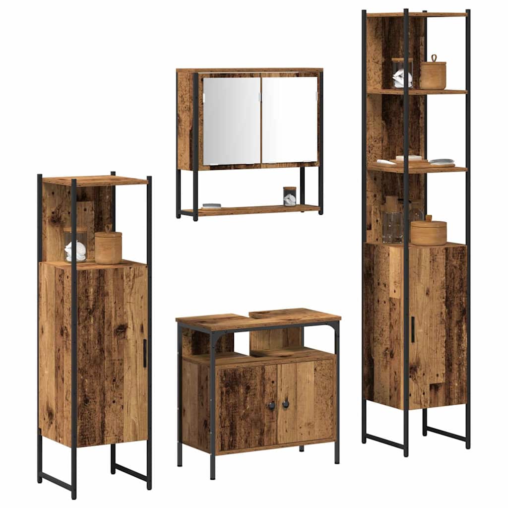 Badezimmermöbel Set mit Regal 4 pcs Altholz 33 x 33 x 185.5 cm