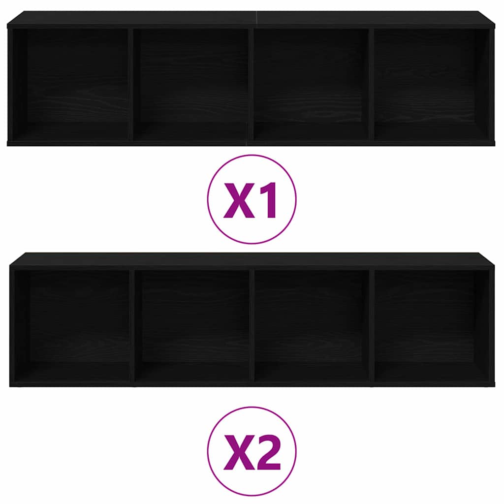 Bücherregal 3 pcs Schwarze Eiche 36 x 30 x 143 cm Holzwerkstoff