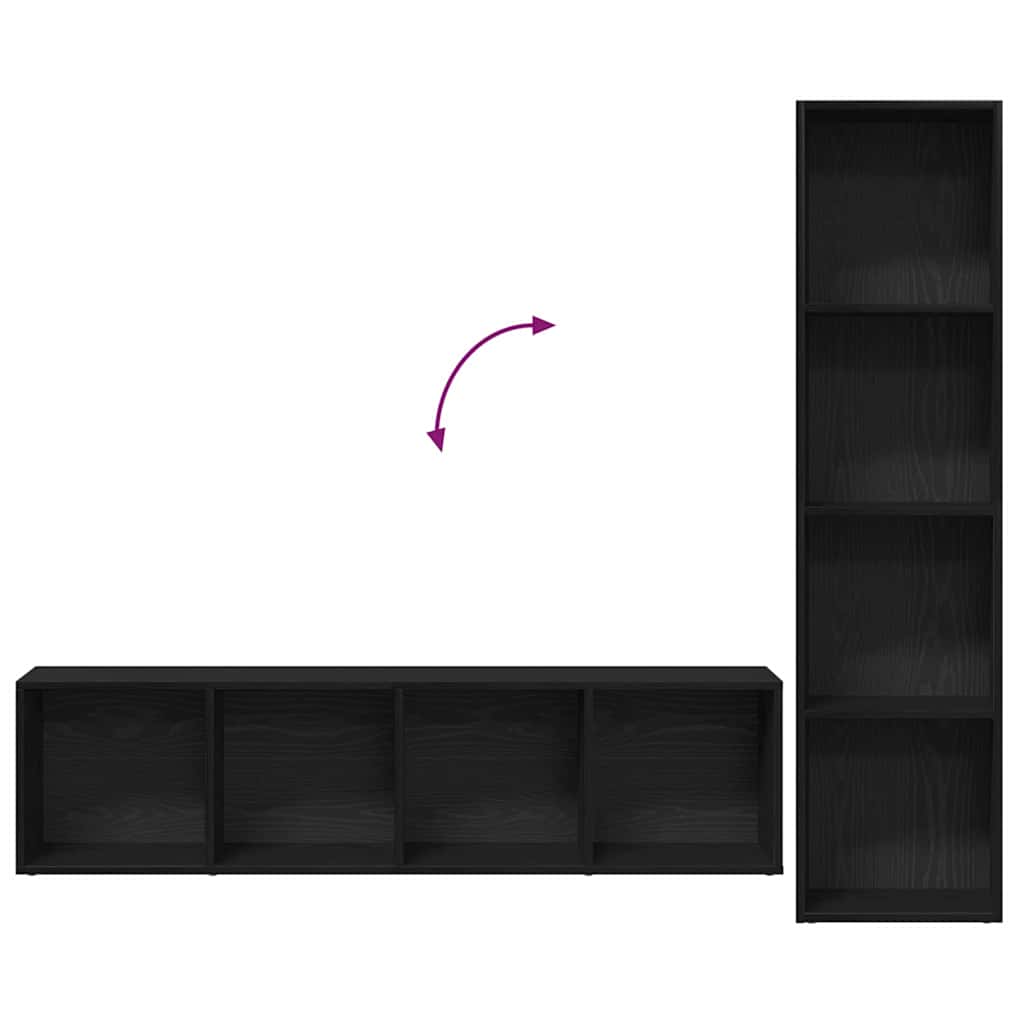 Bücherregal 3 pcs Schwarze Eiche 36 x 30 x 143 cm Holzwerkstoff