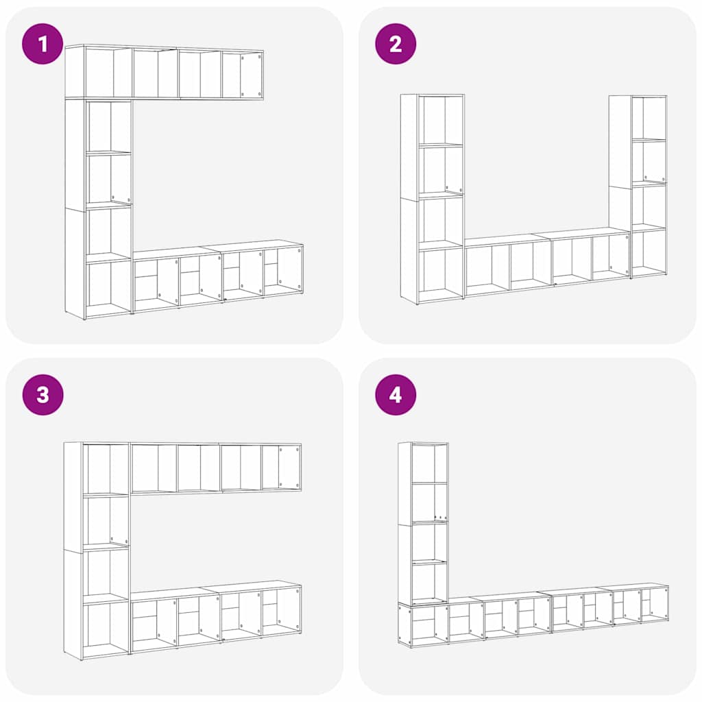 Bücherregal 3 pcs Schwarze Eiche 36 x 30 x 143 cm Holzwerkstoff