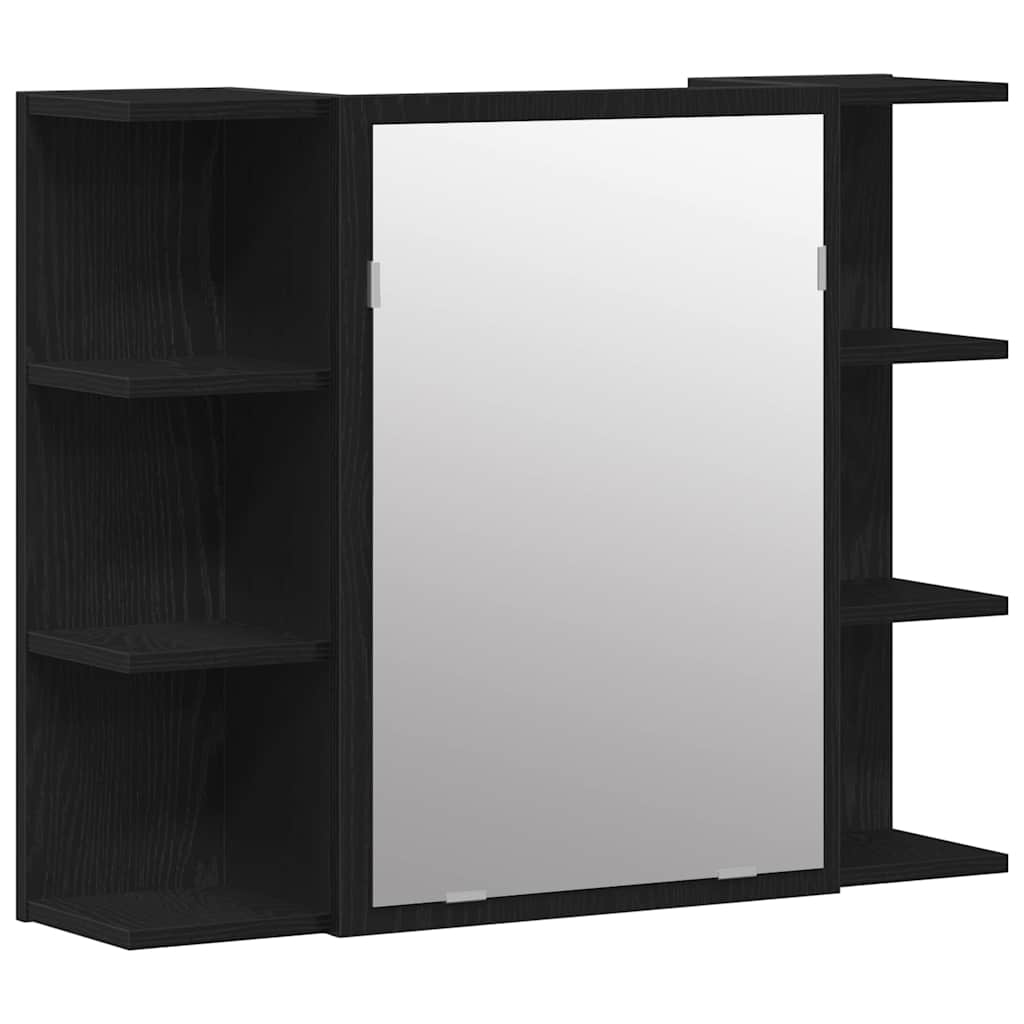 Badezimmermöbel Set mit Regal 3 pcs Schwarz 30 x 30 x 99,5 cm