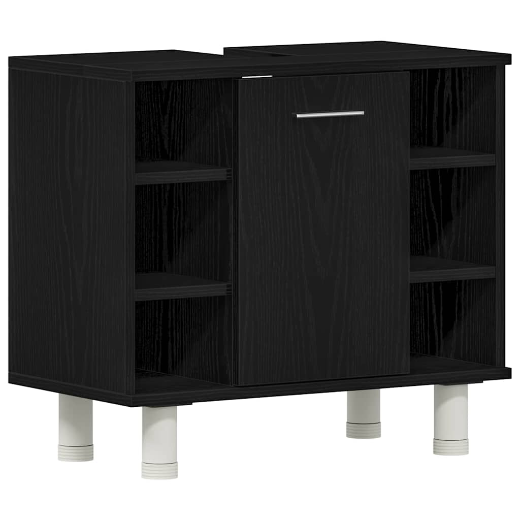 Badezimmermöbel Set mit Regal 3 pcs Schwarz 30 x 30 x 99,5 cm