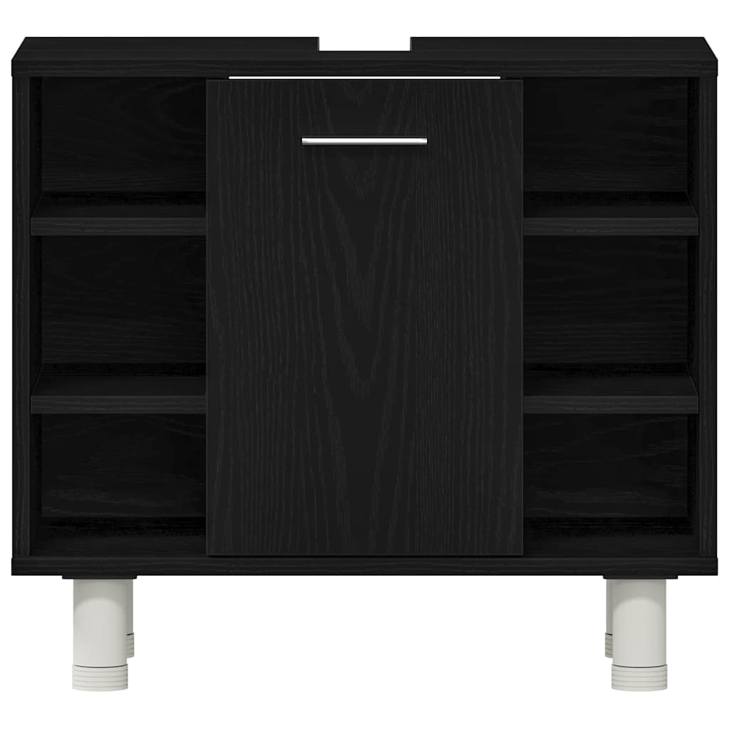 Badezimmermöbel Set mit Regal 3 pcs Schwarz 30 x 30 x 99,5 cm