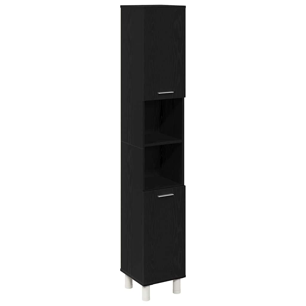 Badezimmermöbel Set mit Regal 3 pcs Schwarz 30 x 30 x 179,5 cm
