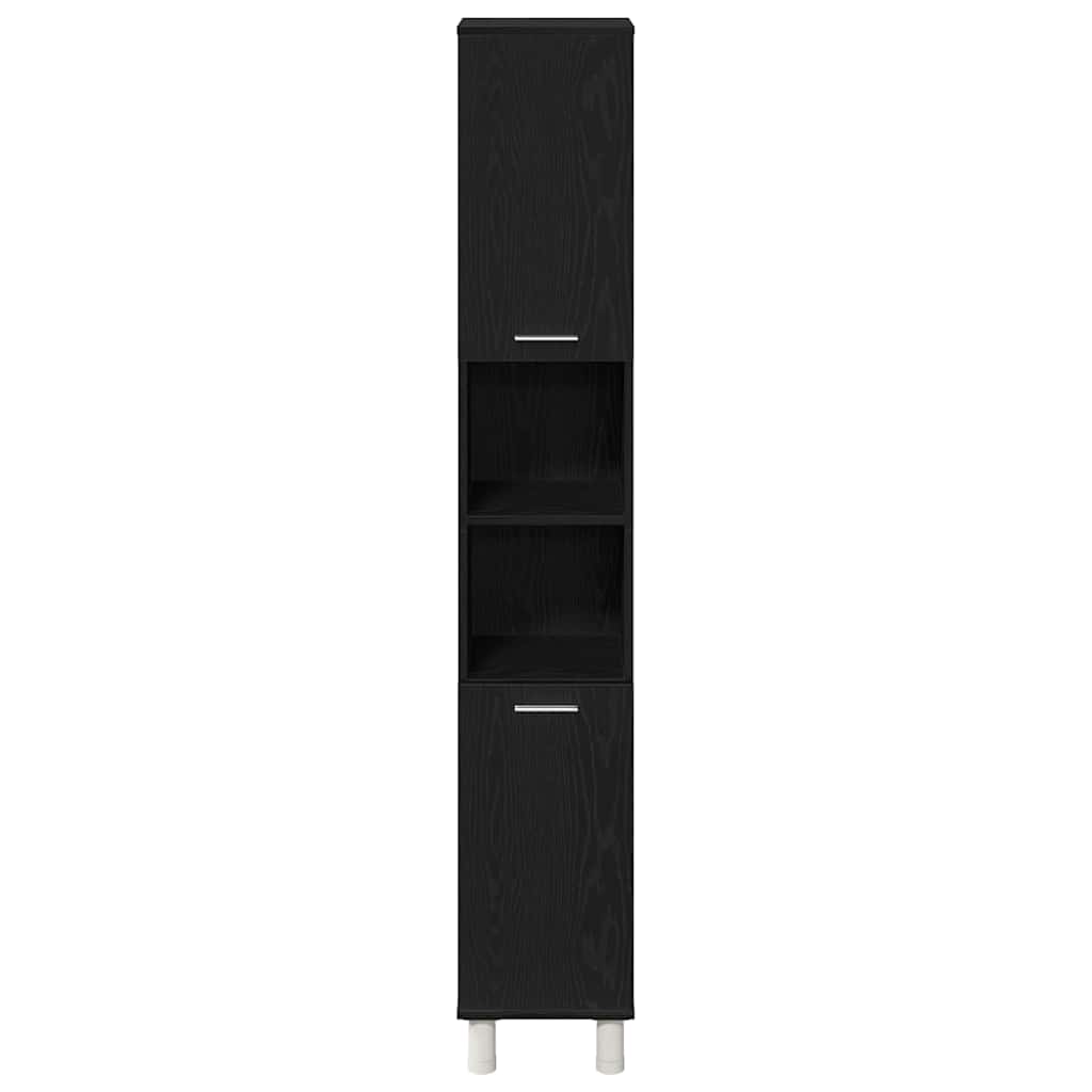 Badezimmermöbel Set mit Regal 3 pcs Schwarz 30 x 30 x 179,5 cm