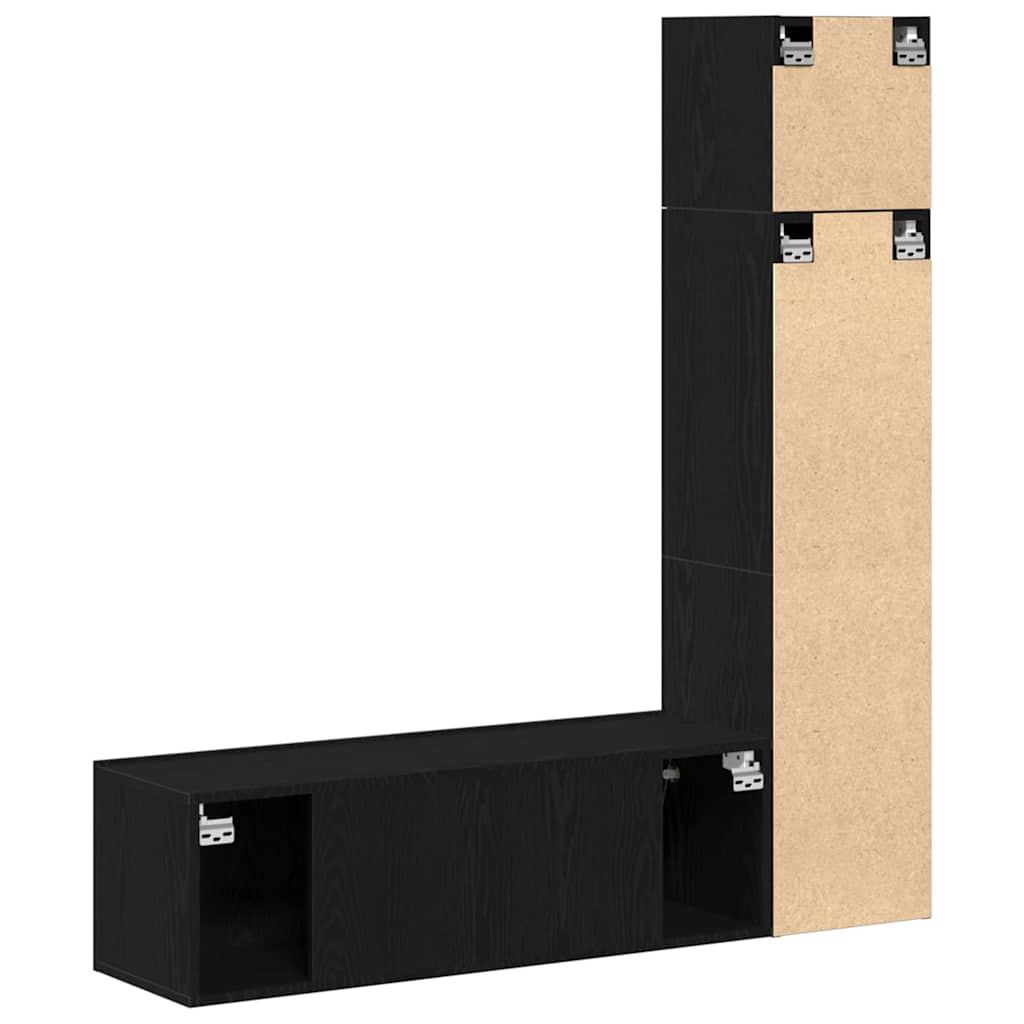 TV-Möbel-Set 4 pcs Schwarz Eichen-Optik 130,5 x 30 x 140 cm