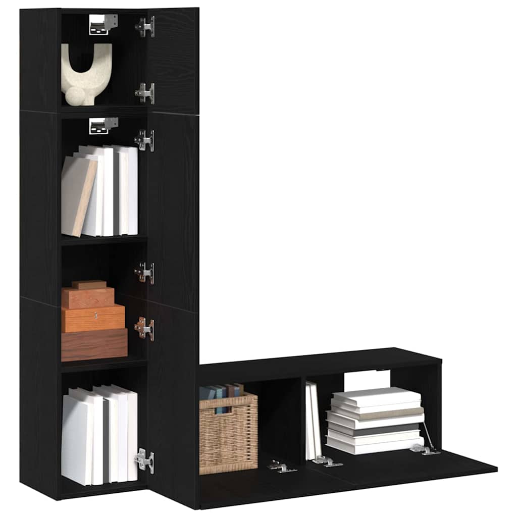TV-Möbel-Set 4 pcs Schwarz Eichen-Optik 130,5 x 30 x 140 cm