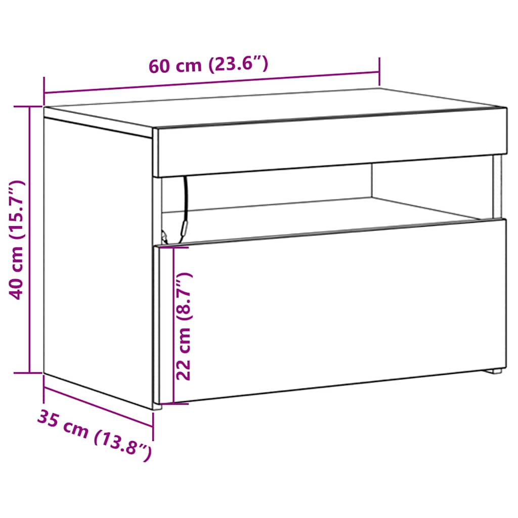 Nachttisch Schwarz Eichen-Optik 60 x 35 x 40 cm Holzwerkstoff