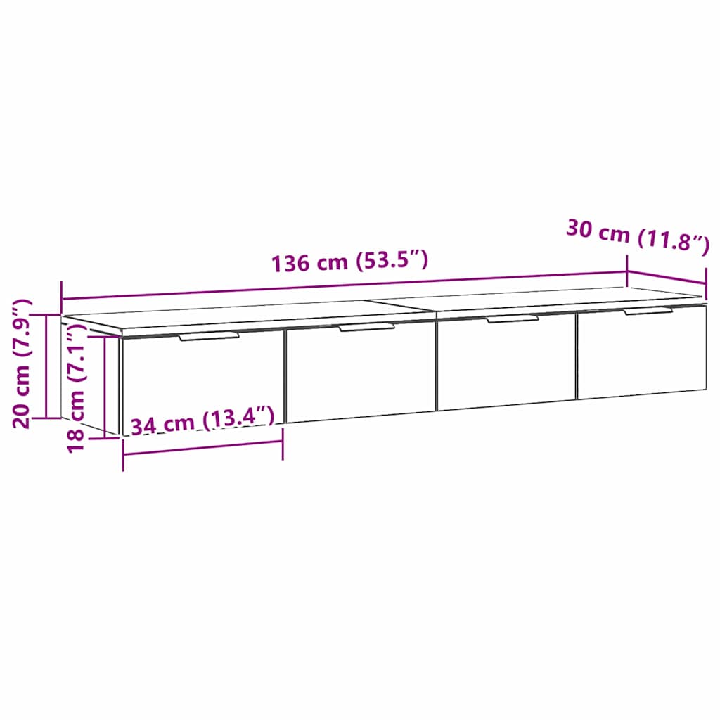 Wandmontierter Schrank 2 stk. Schwarz Eichen-Optik