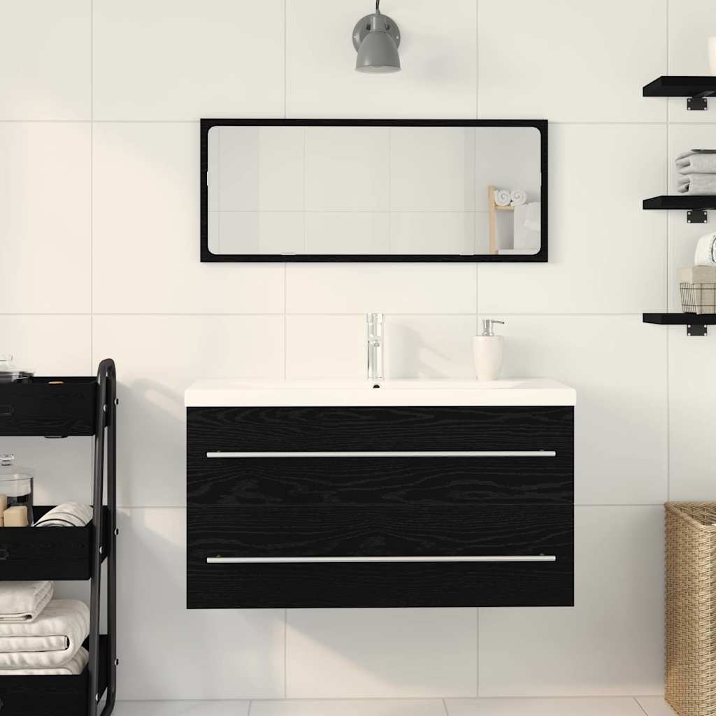 Waschbeckenunterschrank mit Becken 3 pcs Schwarze Eiche