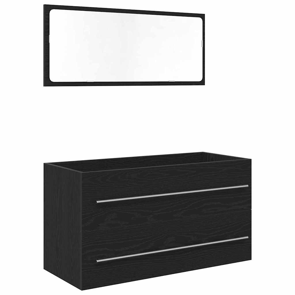 Waschbeckenunterschrank mit Becken 3 pcs Schwarze Eiche