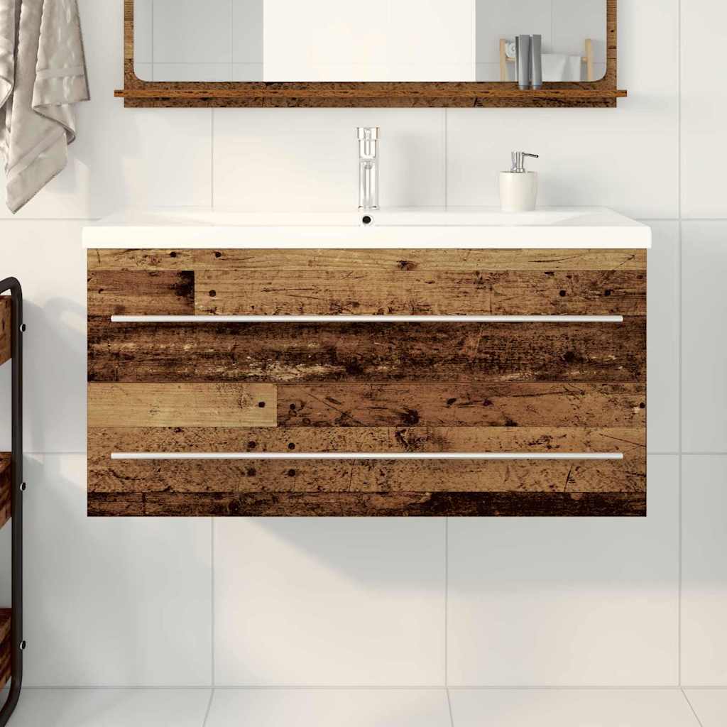 Waschbeckenunterschrank mit Becken mit Schubladen 2 pcs Altholz