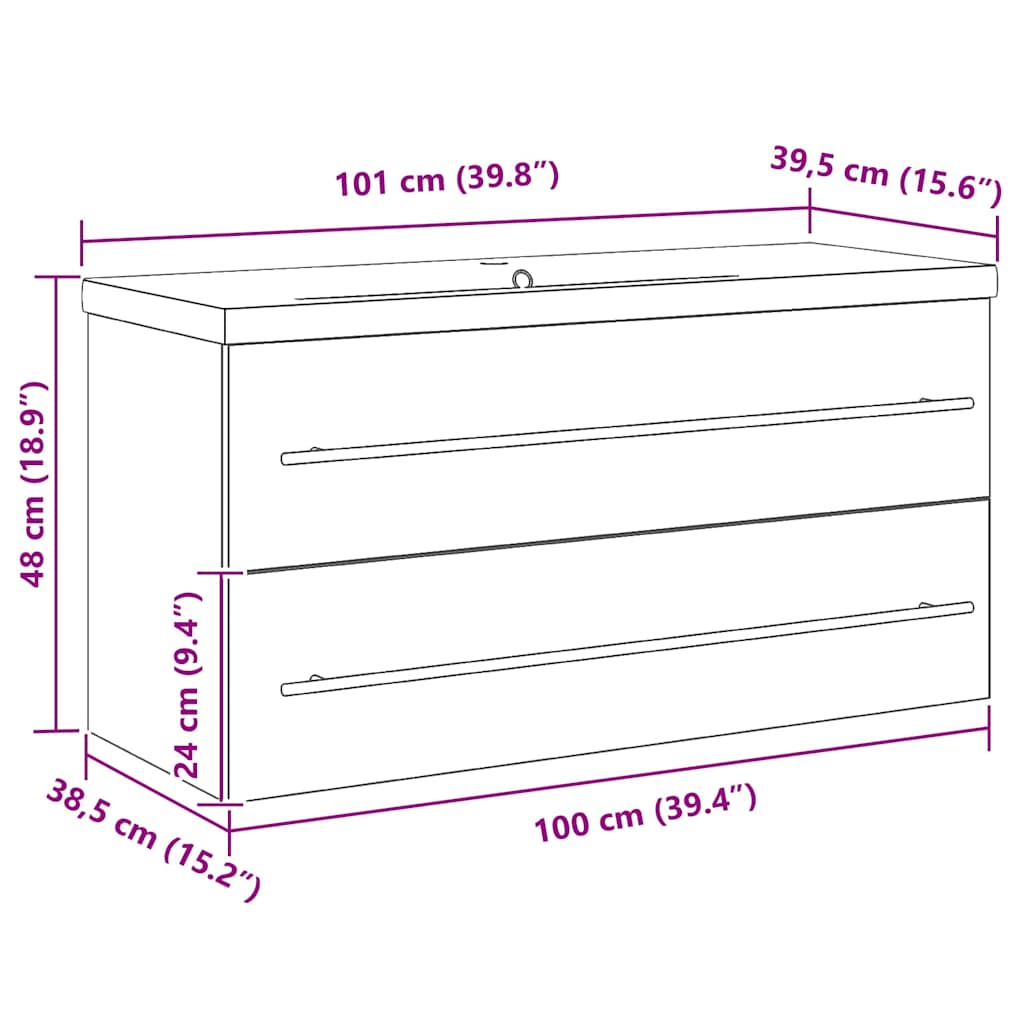Waschbeckenunterschrank mit Becken mit Schubladen 2 pcs Altholz