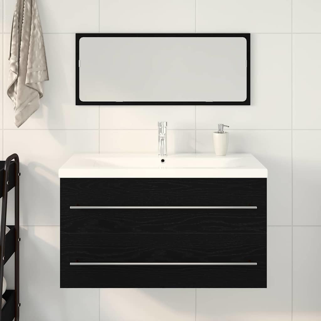 Waschbeckenunterschrank mit Becken 3 pcs Schwarze Eiche
