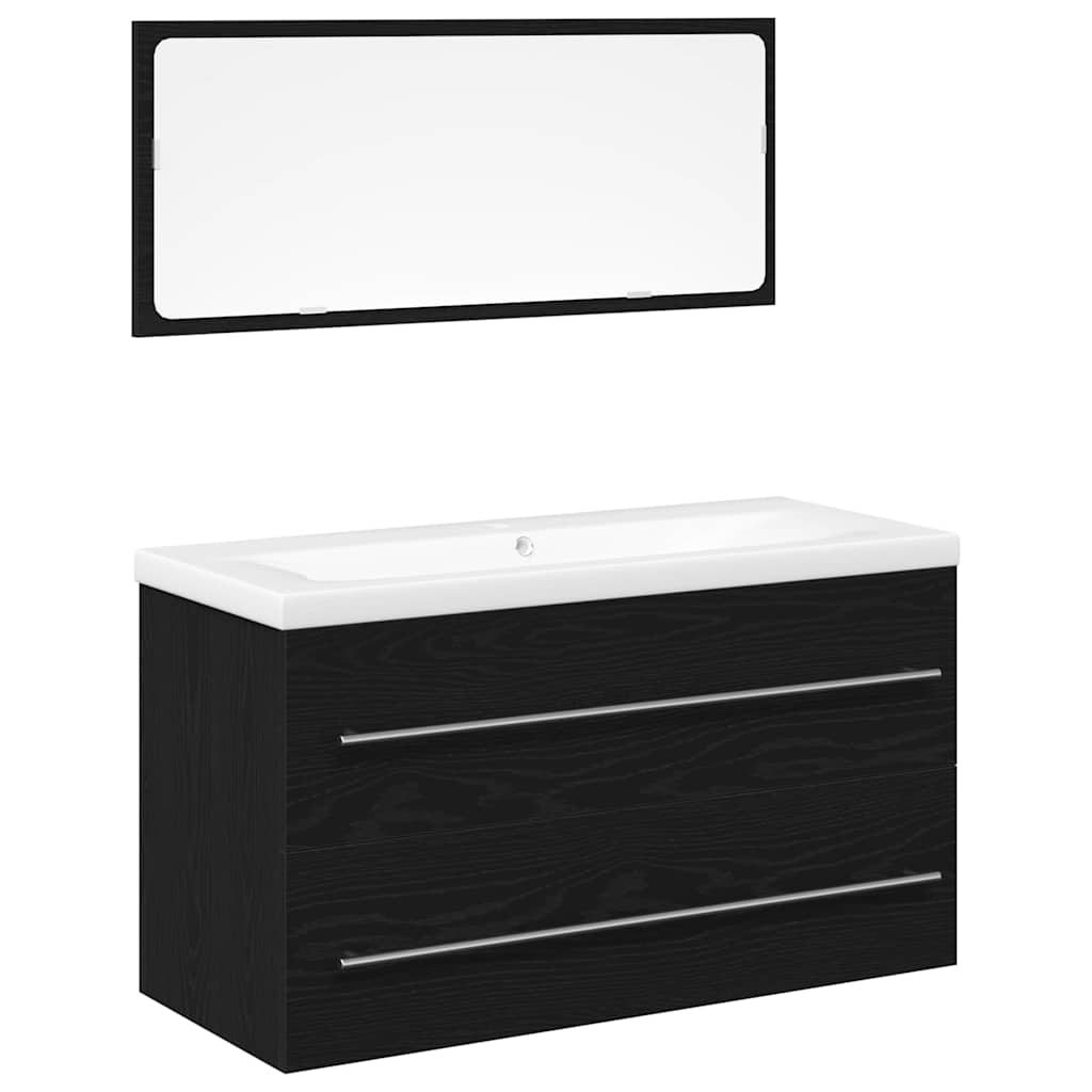 Waschbeckenunterschrank mit Becken 3 pcs Schwarze Eiche
